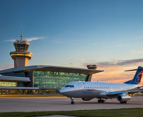 Close to the international airport