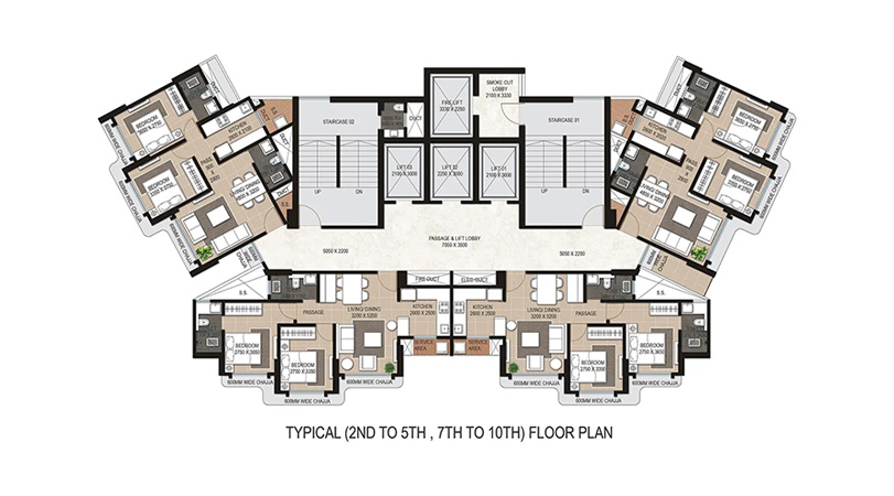 Typical Floor Plans (2nd to 5th, 7th to 10th)